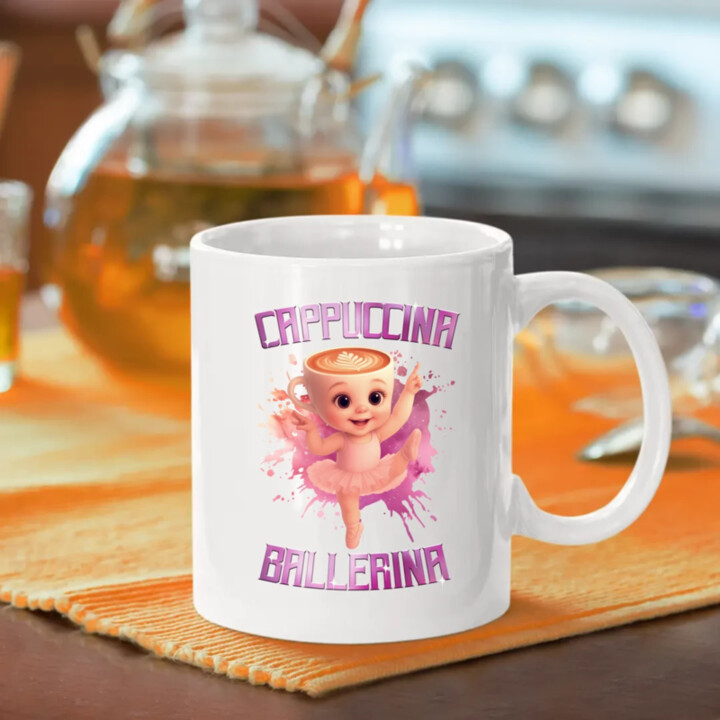 Ballerina Cappuccina Baby - Italian Brainrot - balerína šálka - keramický hrnček s potlačou
