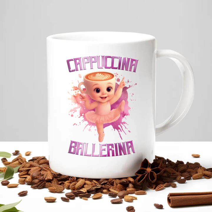 Ballerina Cappuccina Baby - Italian Brainrot - balerína šálka - keramický hrnček s potlačou