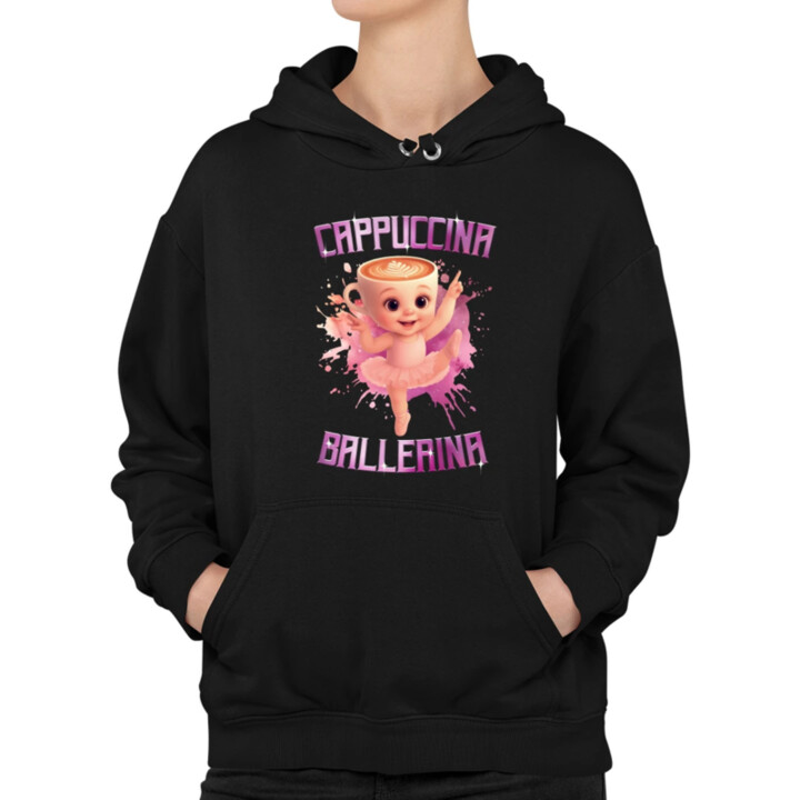 Ballerina Cappuccina Baby - Italian Brainrot - balerína šálka  - dámska mikina s potlačou