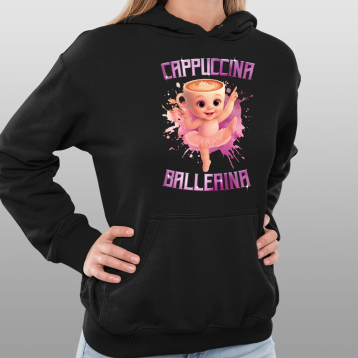 Ballerina Cappuccina Baby - Italian Brainrot - balerína šálka  - dámska mikina s potlačou