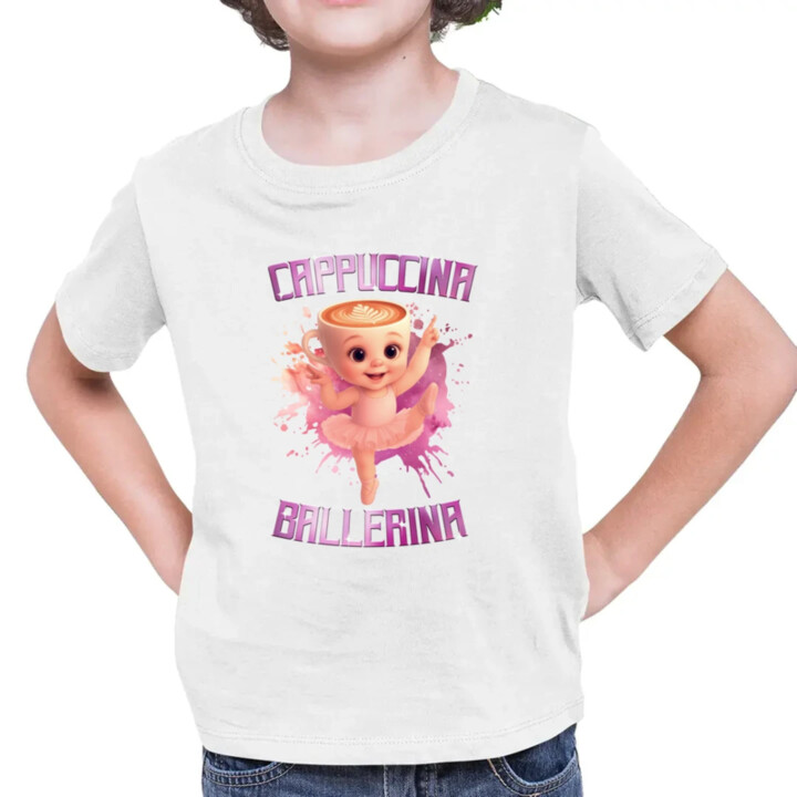 Ballerina Cappuccina Baby - Italian Brainrot - balerína šálka - detské tričko s potlačou