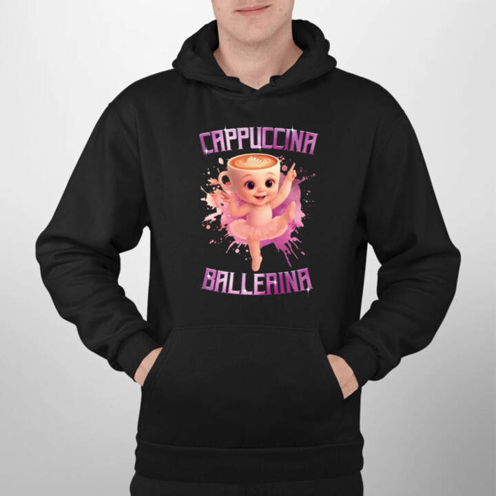 Ballerina Cappuccina Baby - Italian Brainrot - balerína šálka  - pánska mikina s potlačou