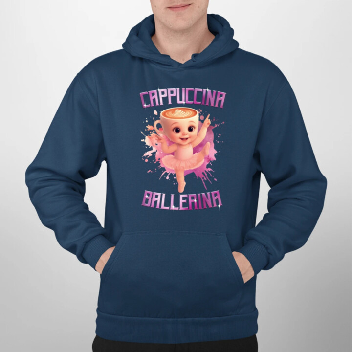 Ballerina Cappuccina Baby - Italian Brainrot - balerína šálka  - pánska mikina s potlačou