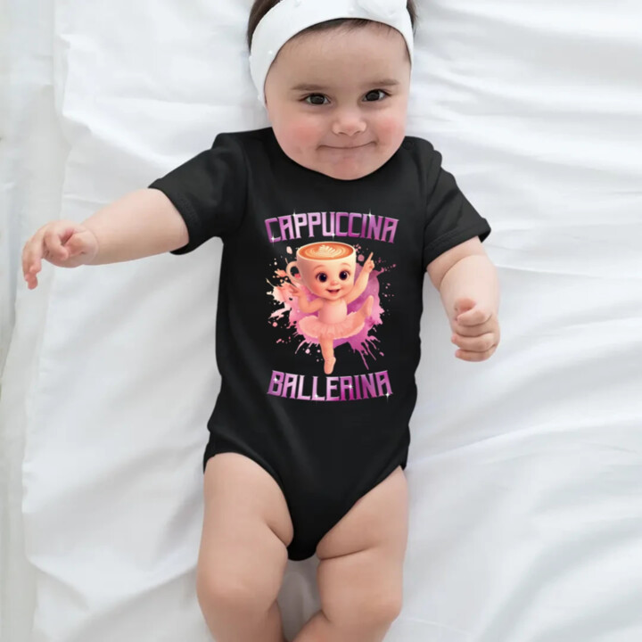 Ballerina Cappuccina Baby - Italian Brainrot - balerína šálka  - body s potlačou