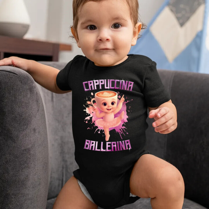 Ballerina Cappuccina Baby - Italian Brainrot - balerína šálka  - body s potlačou