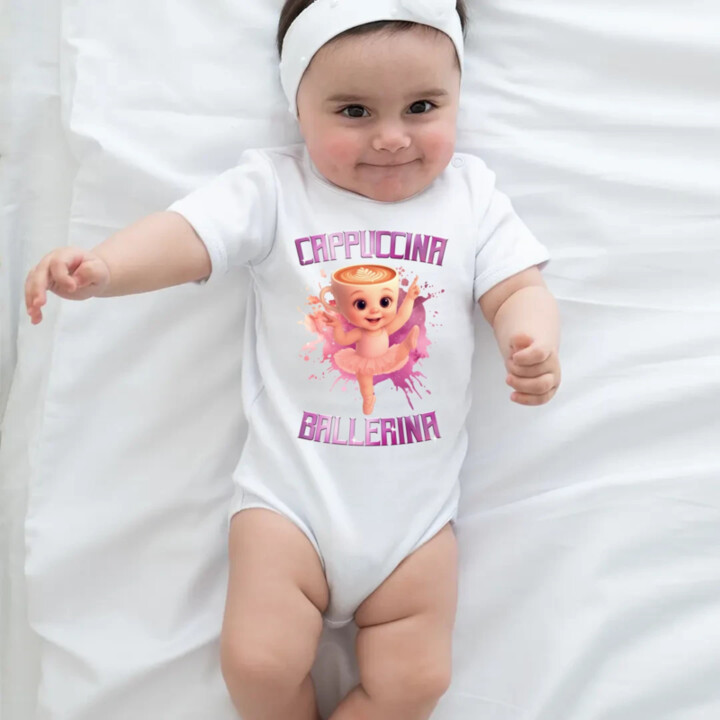 Ballerina Cappuccina Baby - Italian Brainrot - balerína šálka  - body s potlačou