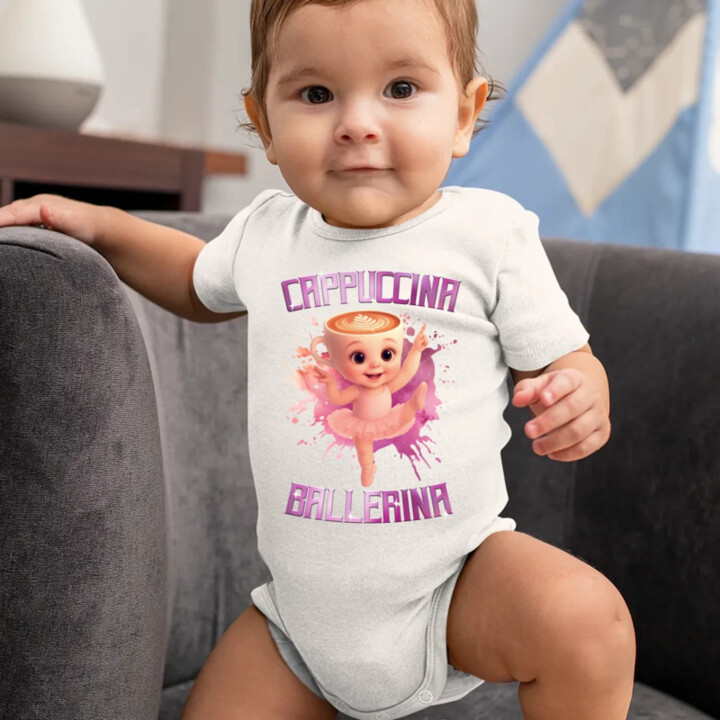 Ballerina Cappuccina Baby - Italian Brainrot - balerína šálka  - body s potlačou