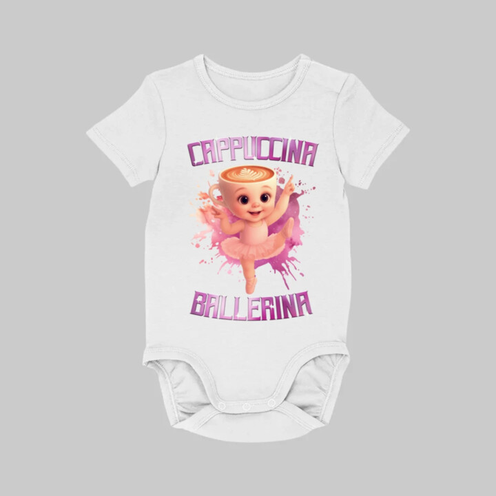 Ballerina Cappuccina Baby - Italian Brainrot - balerína šálka  - body s potlačou