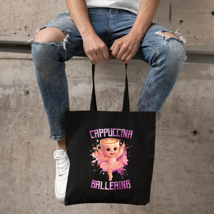 Ballerina Cappuccina Baby - Italian Brainrot - balerína šálka - taška s potlačou