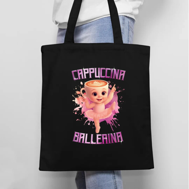 Ballerina Cappuccina Baby - Italian Brainrot - balerína šálka - taška s potlačou