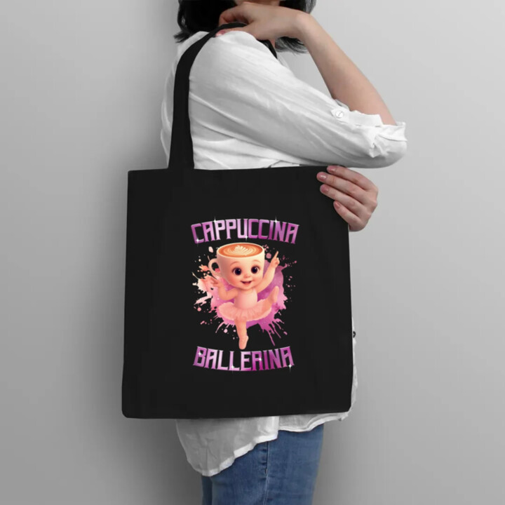 Ballerina Cappuccina Baby - Italian Brainrot - balerína šálka - taška s potlačou