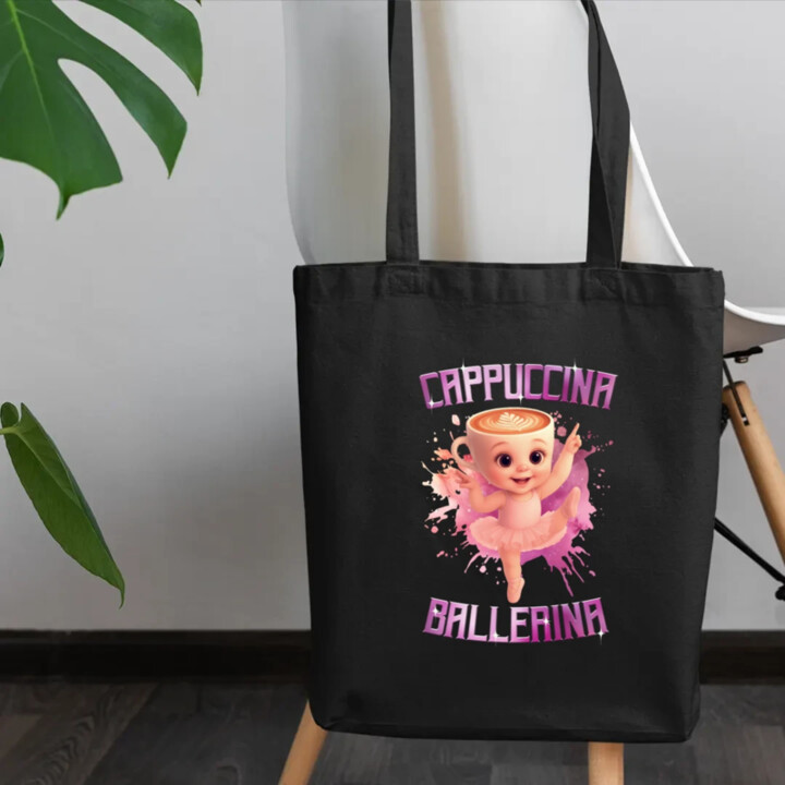 Ballerina Cappuccina Baby - Italian Brainrot - balerína šálka - taška s potlačou