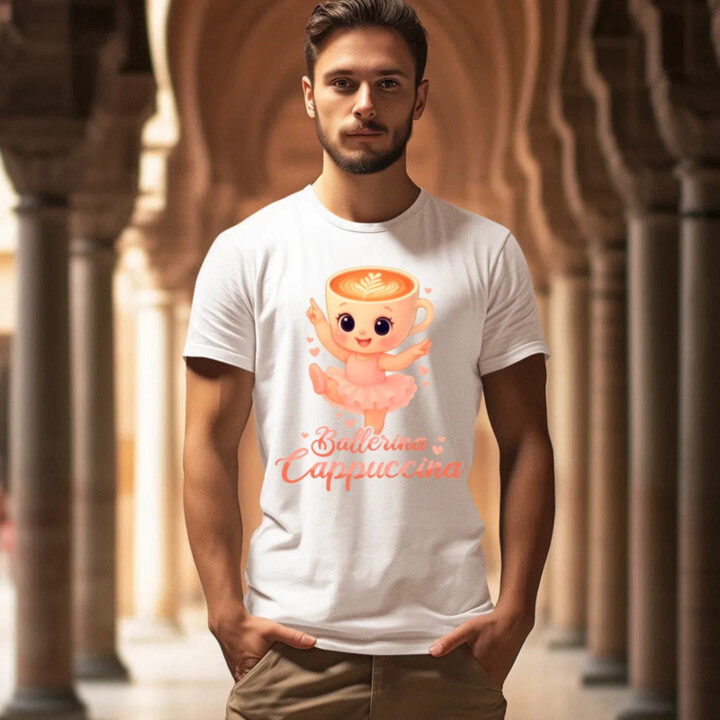 Ballerina Cappuccina Baby V2 - Italian Brainrot - balerína šálka - pánske tričko s potlačou