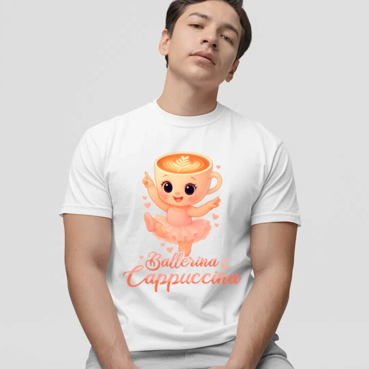 Ballerina Cappuccina Baby V2 - Italian Brainrot - balerína šálka - pánske tričko s potlačou