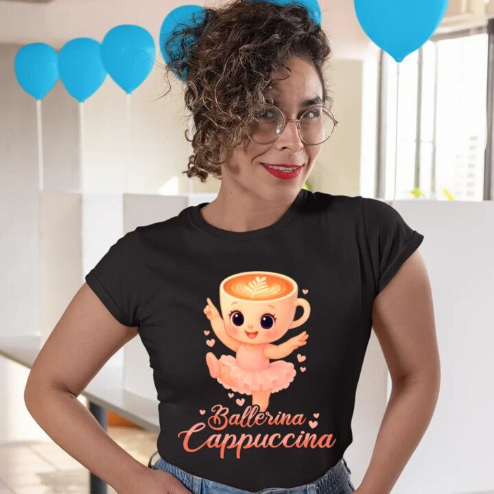 Ballerina Cappuccina Baby V2 - Italian Brainrot - balerína šálka - dámske tričko s potlačou