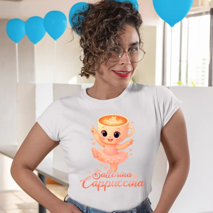 Ballerina Cappuccina Baby V2 - Italian Brainrot - balerína šálka - dámske tričko s potlačou