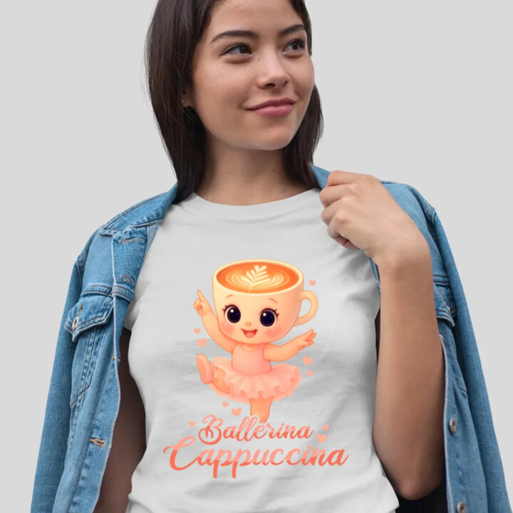 Ballerina Cappuccina Baby V2 - Italian Brainrot - balerína šálka - dámske tričko s potlačou