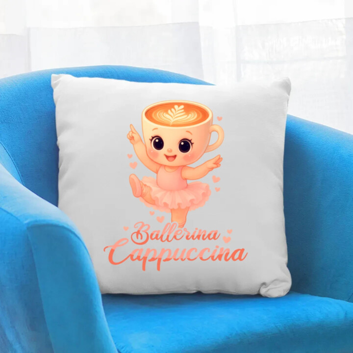 Ballerina Cappuccina Baby V2 - Italian Brainrot - balerína šálka - vankúš s potlačou