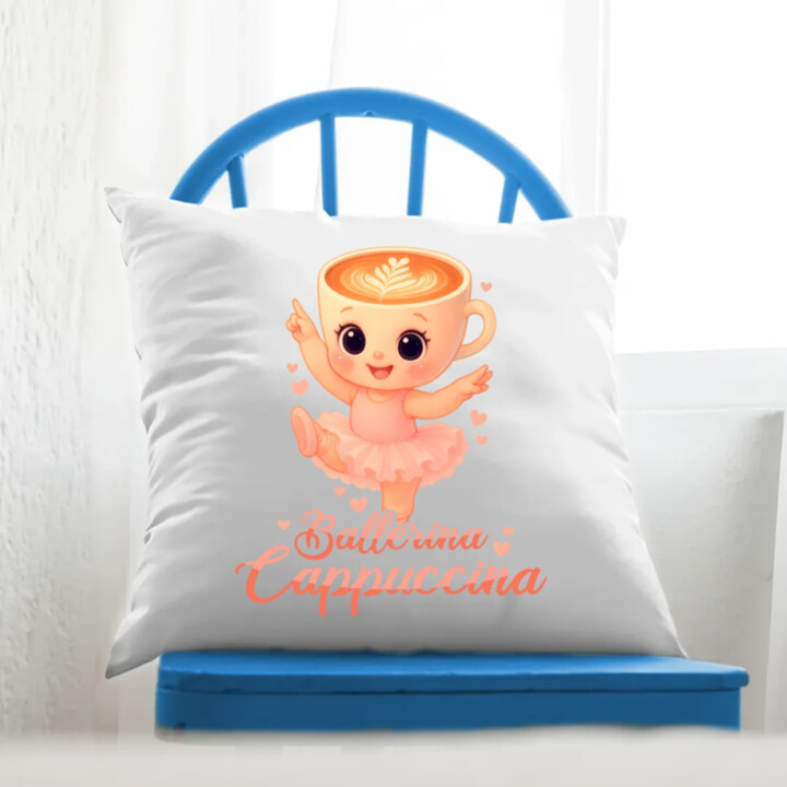 Ballerina Cappuccina Baby V2 - Italian Brainrot - balerína šálka - vankúš s potlačou