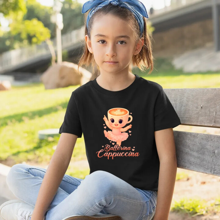 Ballerina Cappuccina Baby V2 - Italian Brainrot - balerína šálka - detské tričko s potlačou
