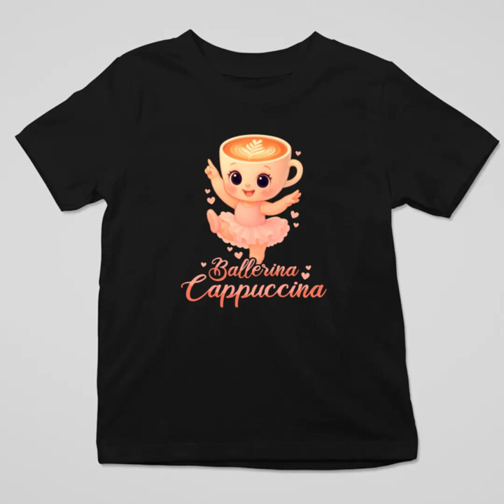 Ballerina Cappuccina Baby V2 - Italian Brainrot - balerína šálka - detské tričko s potlačou