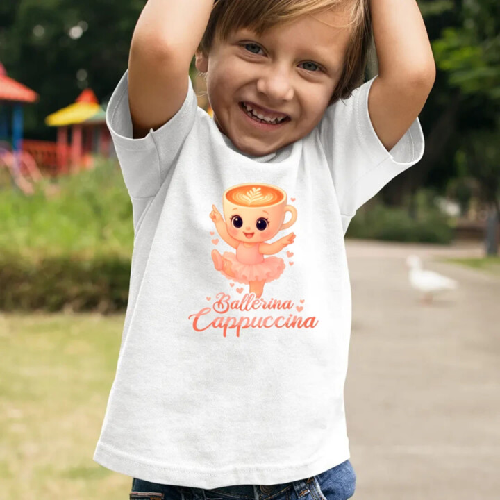 Ballerina Cappuccina Baby V2 - Italian Brainrot - balerína šálka - detské tričko s potlačou