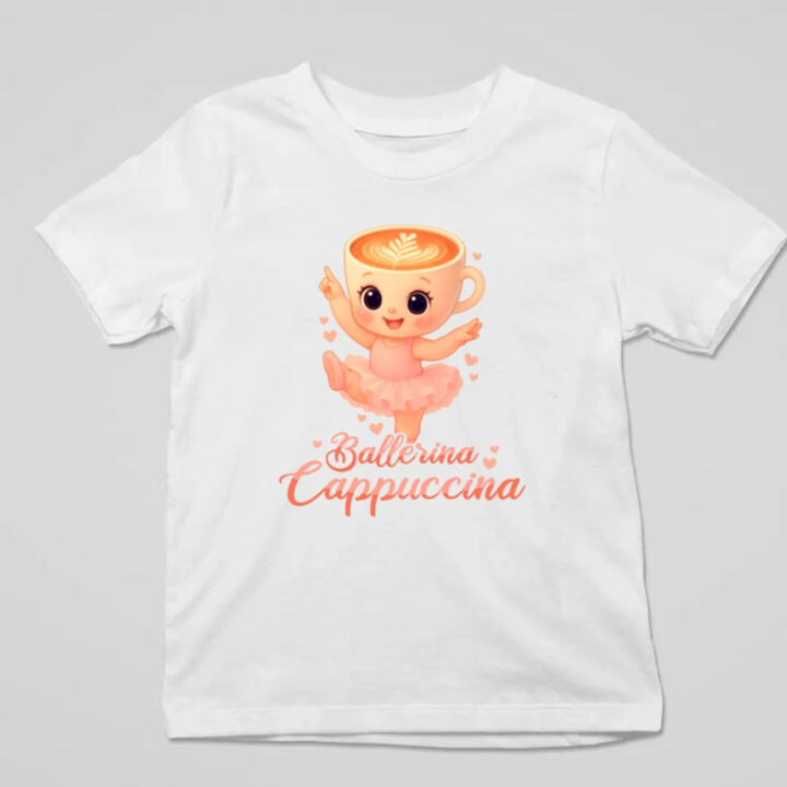 Ballerina Cappuccina Baby V2 - Italian Brainrot - balerína šálka - detské tričko s potlačou