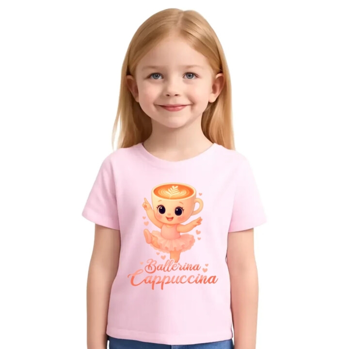 Ballerina Cappuccina Baby V2 - Italian Brainrot - balerína šálka - detské tričko s potlačou