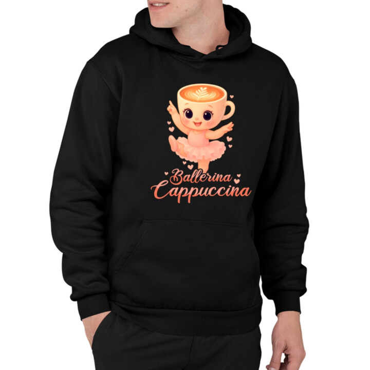 Ballerina Cappuccina Baby V2 - Italian Brainrot - balerína šálka  - pánska mikina s potlačou