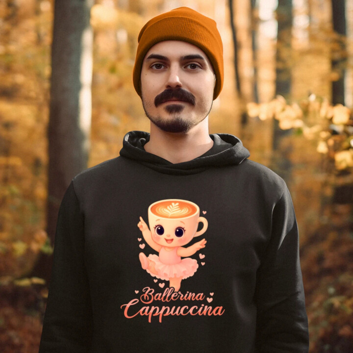 Ballerina Cappuccina Baby V2 - Italian Brainrot - balerína šálka  - pánska mikina s potlačou