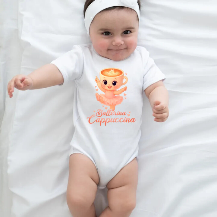 Ballerina Cappuccina Baby V2 - Italian Brainrot - balerína šálka  - body s potlačou