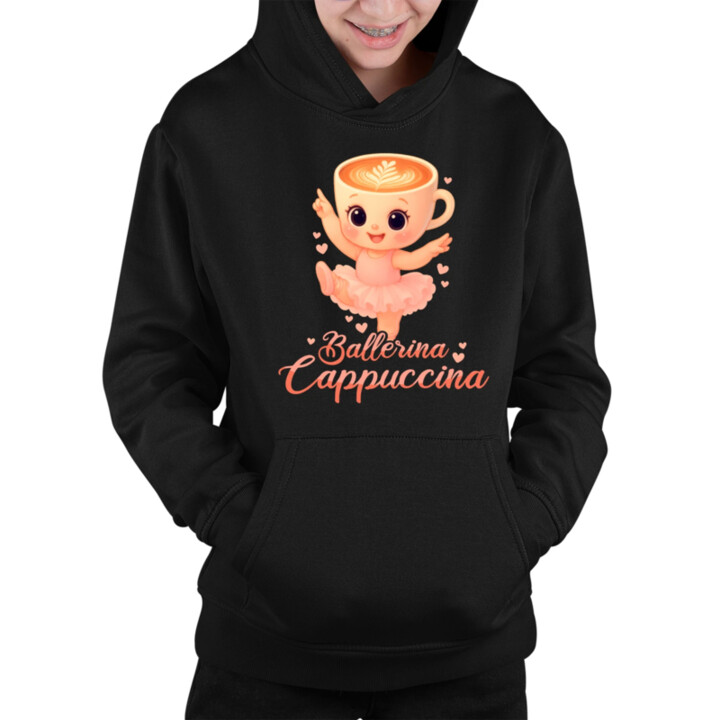 Ballerina Cappuccina Baby V2 - Italian Brainrot - balerína šálka - detská mikina s kapucňou