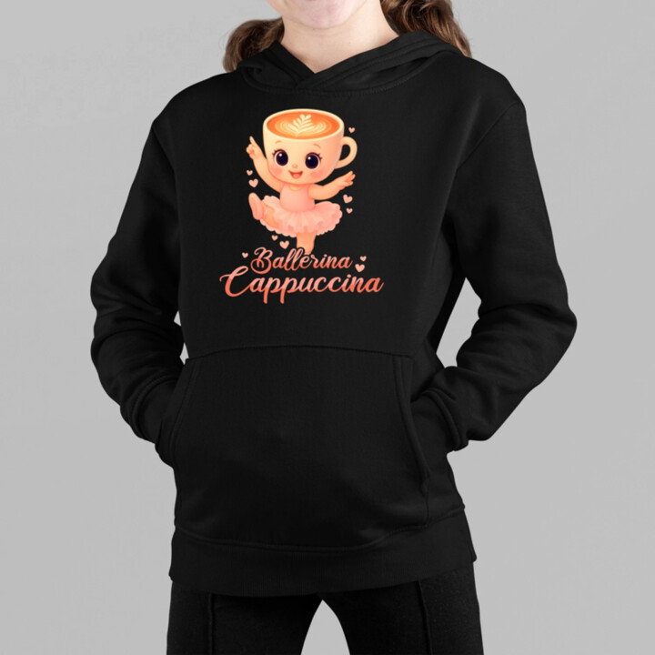 Ballerina Cappuccina Baby V2 - Italian Brainrot - balerína šálka - detská mikina s kapucňou