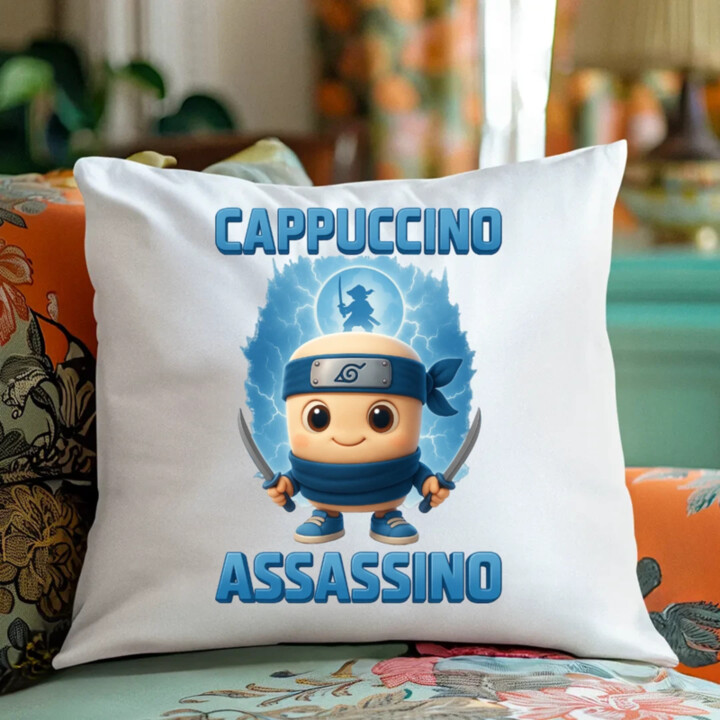 Cappuccino Assassino Baby - Italian Brainrot - ninja kelímok - vankúš s potlačou