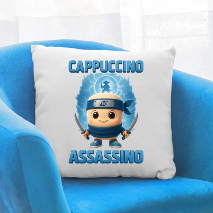 Cappuccino Assassino Baby - Italian Brainrot - ninja kelímok - vankúš s potlačou