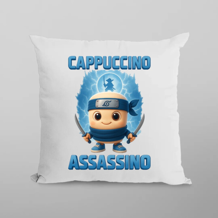 Cappuccino Assassino Baby - Italian Brainrot - ninja kelímok - vankúš s potlačou