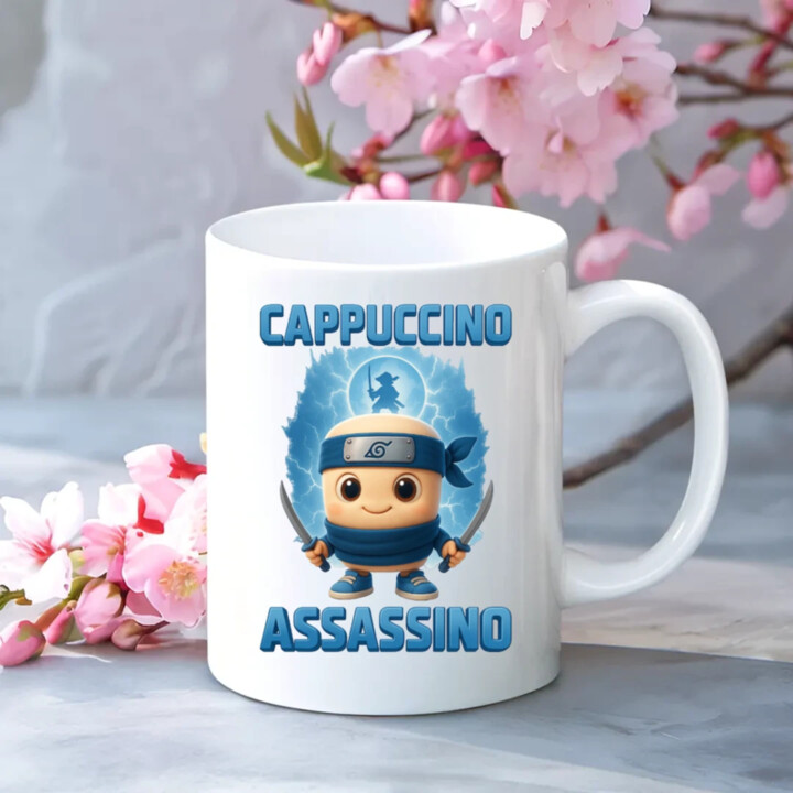 Cappuccino Assassino Baby - Italian Brainrot - ninja kelímok - keramický hrnček s potlačou