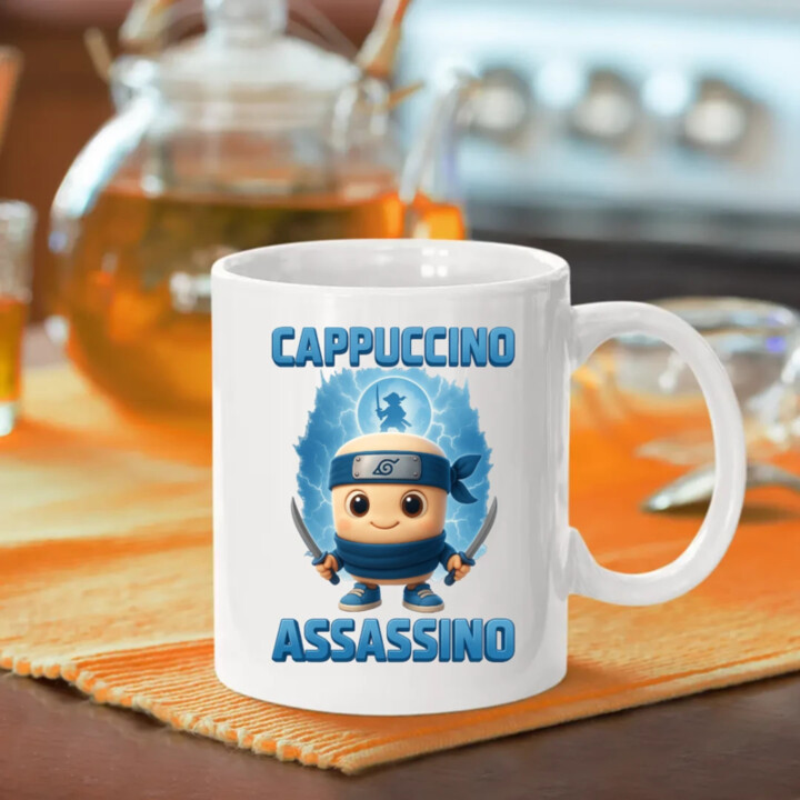 Cappuccino Assassino Baby - Italian Brainrot - ninja kelímok - keramický hrnček s potlačou