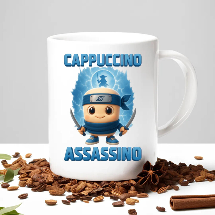 Cappuccino Assassino Baby - Italian Brainrot - ninja kelímok - keramický hrnček s potlačou