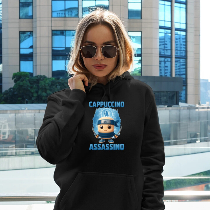 Cappuccino Assassino Baby - Italian Brainrot - ninja kelímok  - dámska mikina s potlačou
