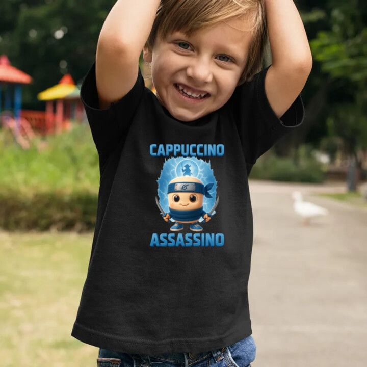 Cappuccino Assassino Baby - Italian Brainrot - ninja kelímok - detské tričko s potlačou