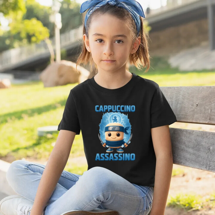 Cappuccino Assassino Baby - Italian Brainrot - ninja kelímok - detské tričko s potlačou