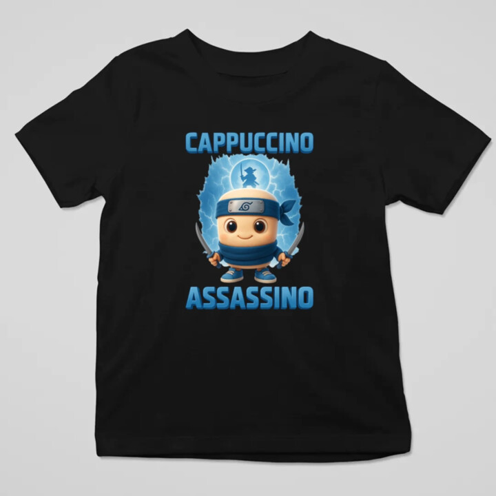 Cappuccino Assassino Baby - Italian Brainrot - ninja kelímok - detské tričko s potlačou