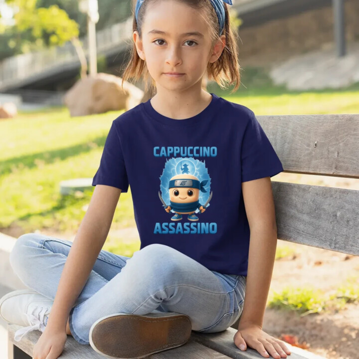 Cappuccino Assassino Baby - Italian Brainrot - ninja kelímok - detské tričko s potlačou