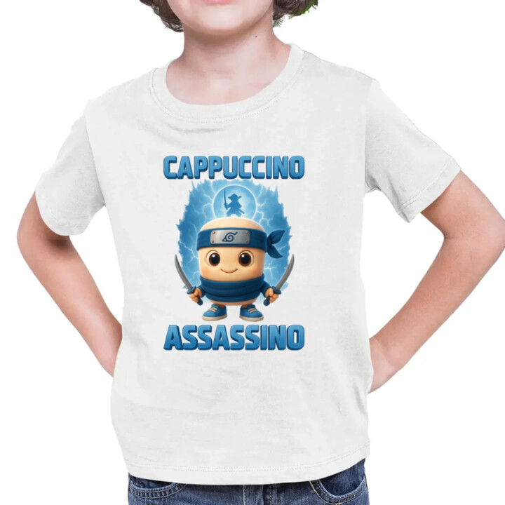 Cappuccino Assassino Baby - Italian Brainrot - ninja kelímok - detské tričko s potlačou