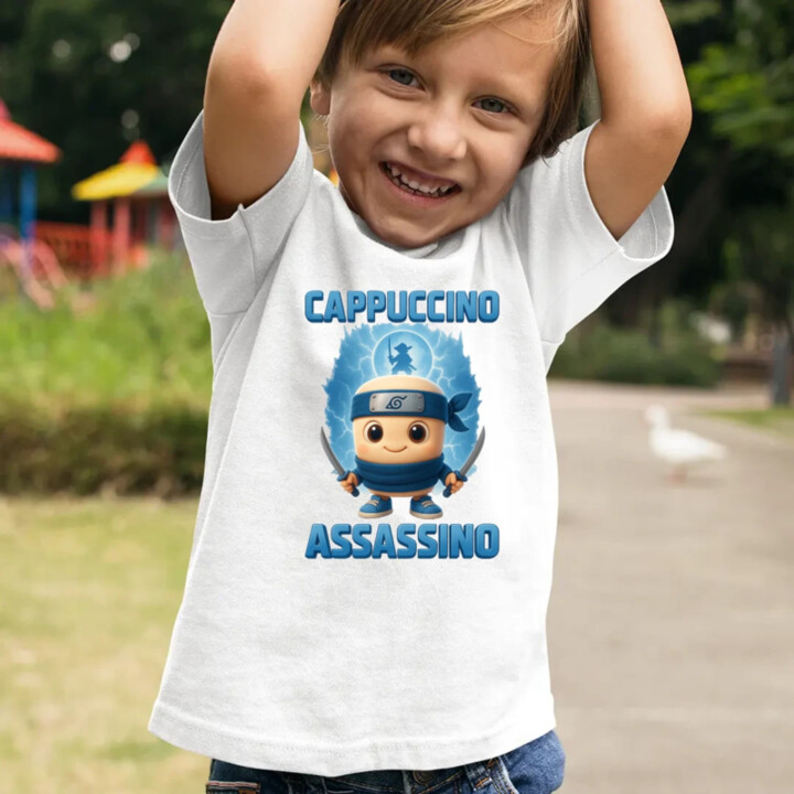 Cappuccino Assassino Baby - Italian Brainrot - ninja kelímok - detské tričko s potlačou