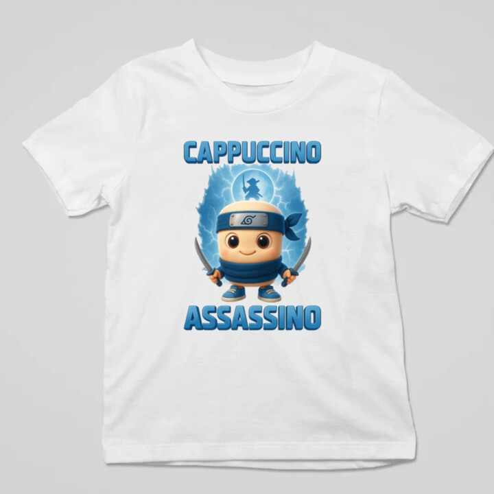 Cappuccino Assassino Baby - Italian Brainrot - ninja kelímok - detské tričko s potlačou
