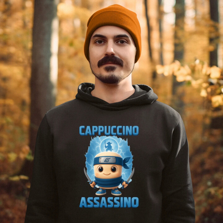 Cappuccino Assassino Baby - Italian Brainrot - ninja kelímok  - pánska mikina s potlačou