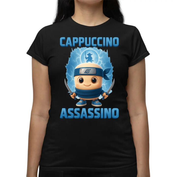 Cappuccino Assassino Baby - Italian Brainrot - ninja kelímok - dámske tričko s potlačou