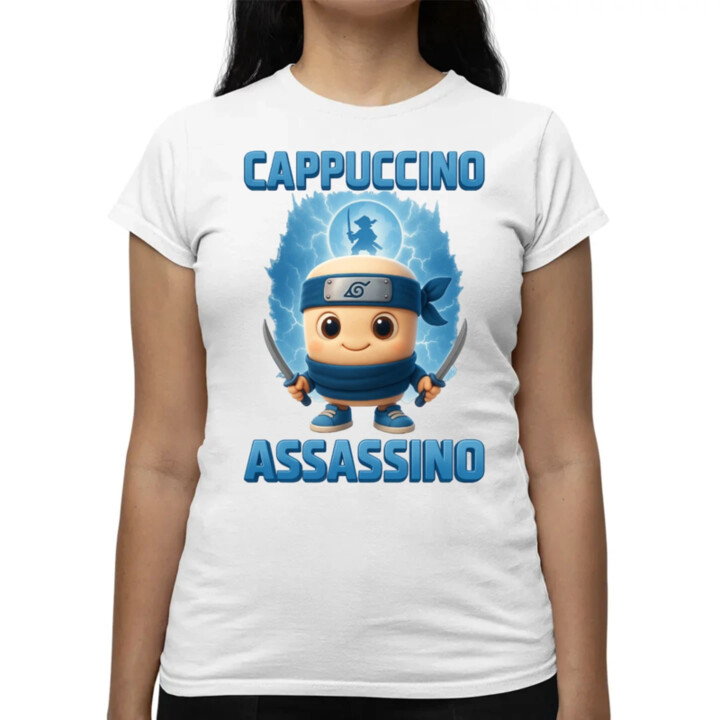 Cappuccino Assassino Baby - Italian Brainrot - ninja kelímok - dámske tričko s potlačou